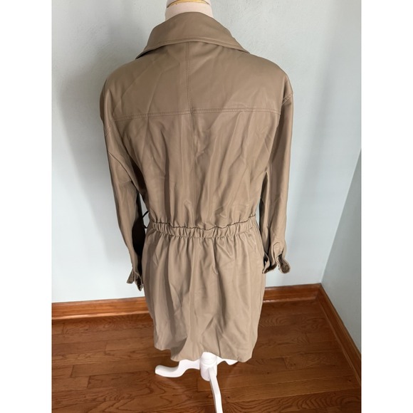 Zara Faux Leather Wrap Dress Jacket Brit Pop Raincoat Peacoat London Sz XXL - Picture 4 of 7